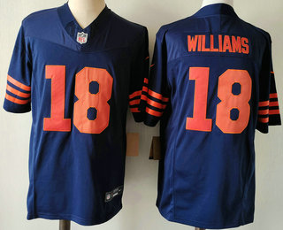 Men's Chicago Bears #18 Caleb Williams Navy 2024 Rush FUSE Vapor Stitched Jersey