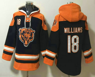 Men's Chicago Bears #18 Caleb Williams Navy Blue Ageless Must Have Lace Up Pullover Hoodie