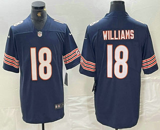 Men's Chicago Bears #18 Caleb Williams Navy Blue Vapor Untouchable Limited Stitched Jersey