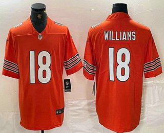 Men's Chicago Bears #18 Caleb Williams Orange Vapor Untouchable Limited Stitched Jersey