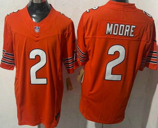 Men's Chicago Bears #2 DJ Moore Limited Orange FUSE Vapor Jersey