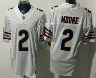 Men's Chicago Bears #2 DJ Moore Limited White FUSE Vapor Jersey