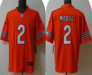 Men's Chicago Bears #2 DJ Moore Orange 2023 Vapor Untouchable Stitched Nike Limited Jersey