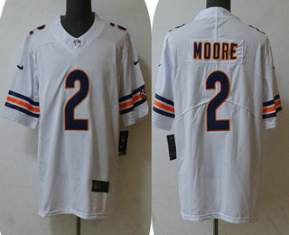 Men's Chicago Bears #2 DJ Moore White 2023 Vapor Untouchable Stitched Nike Limited Jersey