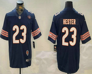 Men's Chicago Bears #23 Devin Hester Navy Limited Illinois 51 Patch Vapor Jersey