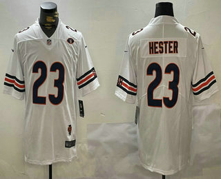 Men's Chicago Bears #23 Devin Hester White Limited Illinois 51 Patch Vapor Jersey