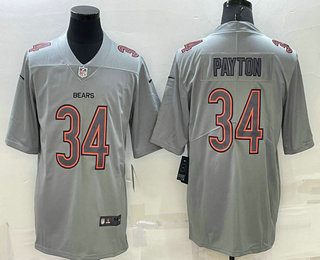 Men's Chicago Bears #34 Walter Payton Grey Atmosphere Fashion 2022 Vapor Untouchable Stitched Limited Jersey