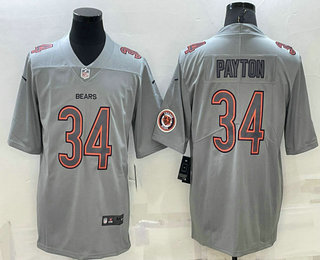 Men's Chicago Bears #34 Walter Payton LOGO Grey Atmosphere Fashion 2022 Vapor Untouchable Stitched Limited Jersey