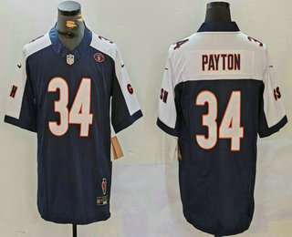 Men's Chicago Bears #34 Walter Payton Limited Navy Thanksgiving Fashion FUSE Jersey