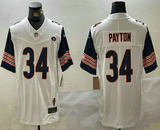 Men's Chicago Bears #34 Walter Payton Limited White Fashion FUSE Jersey