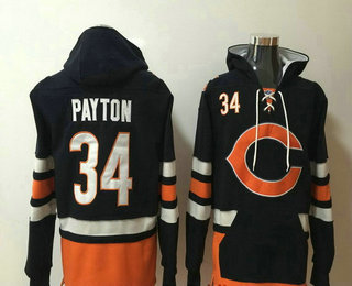 Men's Chicago Bears #34 Walter Payton NEW Navy Blue Pocket Stitched NFL Pullover Hoodie
