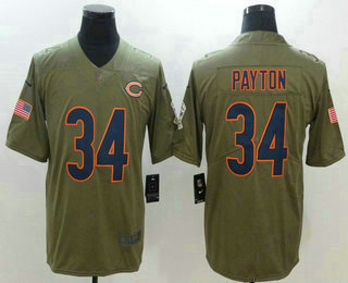 Men's Chicago Bears #34 Walter Payton Olive 2017 Salute To Service Stitched NFL Nike Limited Jersey