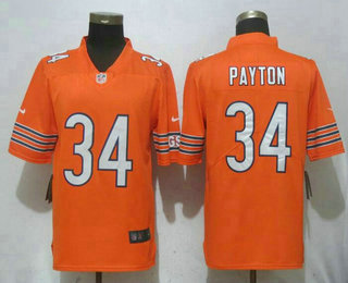 Men's Chicago Bears #34 Walter Payton Orange 2017 Vapor Untouchable Stitched NFL Nike Limited Jersey