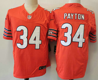 Men's Chicago Bears #34 Walter Payton Orange 2023 FUSE Vapor Untouchable Limited Stitched Jersey