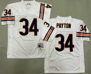Men's Chicago Bears #34 Walter Payton White 1985 Throwback Jersey