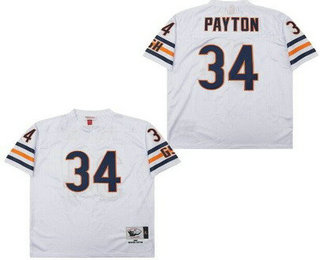 Men's Chicago Bears #34 Walter Payton White 1985 Throwback Mesh Jersey