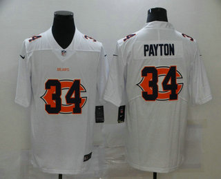 Men's Chicago Bears #34 Walter Payton White 2020 Shadow Logo Vapor Untouchable Stitched NFL Nike Limited Jersey