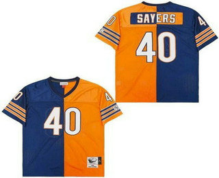 Men's Chicago Bears #40 Gale Sayers Navy Orange Split Throwback Jersey