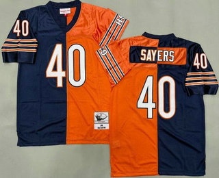 Men's Chicago Bears #40 Gale Sayers Navy Orange Split Throwback Jersey