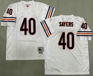 Men's Chicago Bears #40 Gale Sayers White Throwback Jersey