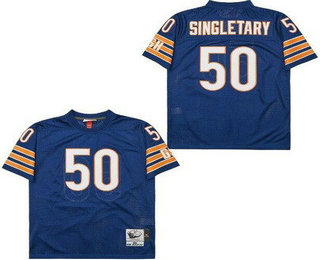 Men's Chicago Bears #50 Mike Singletary Navy 1985 Throwback Mesh Jersey