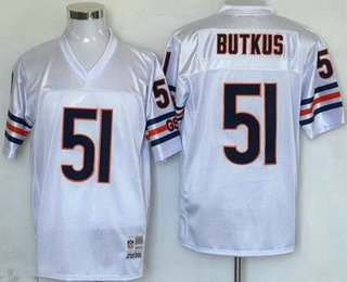 Men's Chicago Bears #51 Dick Butkus White 1970 Throwback Jersey