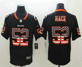 Men's Chicago Bears #52 Khalil Mack 2018 USA Flag Fashion Black Color Rush Stitched Nike Limited Jersey