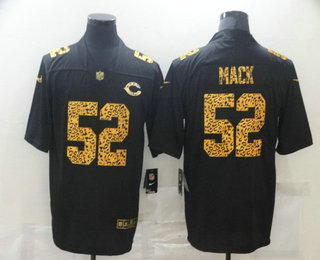 Men's Chicago Bears #52 Khalil Mack Black 2020 Nike Flocked Leopard Print Vapor Limited NFL Jersey