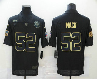 Men's Chicago Bears #52 Khalil Mack Black 2020 Salute To Service Stitched NFL Nike Limited Jersey