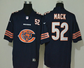 Men's Chicago Bears #52 Khalil Mack Navy Blue 2020 Big Logo Number Vapor Untouchable Stitched NFL Nike Fashion Limited Jersey