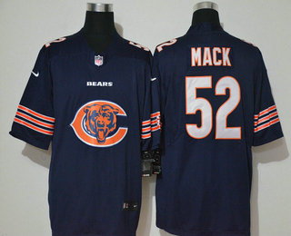 Men's Chicago Bears #52 Khalil Mack Navy Blue 2020 Big Logo Vapor Untouchable Stitched NFL Nike Fashion Limited Jersey