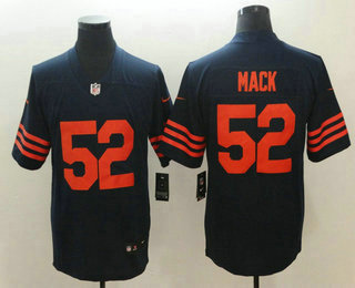 Men's Chicago Bears #52 Khalil Mack Navy Blue With Orange 2018 Vapor Untouchable Stitched NFL Nike Limited Jersey