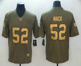 Men's Chicago Bears #52 Khalil Mack Olive with Gold 2017 Salute To Service Stitched NFL Nike Limited Jersey