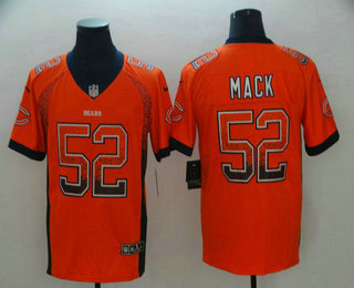 Men's Chicago Bears #52 Khalil Mack Orange 2018 Fashion Drift Color Rush Stitched NFL Nike Limited Jersey