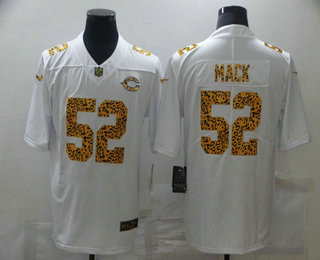 Men's Chicago Bears #52 Khalil Mack White 2020 Nike Flocked Leopard Print Vapor Limited NFL Jersey