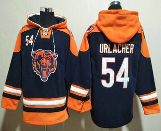 Men's Chicago Bears #54 Brian Urlacher Navy Blue Ageless Must Have Lace Up Pullover Hoodie
