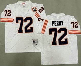 Men's Chicago Bears #72 William Perry White Bear Patch Throwback Jersey