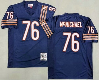 Men's Chicago Bears #76 Steve McMichael Navy 1985 Throwback Jersey
