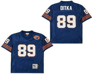 Men's Chicago Bears #89 Mike Ditka Navy Bear Logo Throwback Jersey