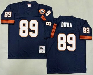 Men's Chicago Bears #89 Mike Ditka Navy Bear Patch 1966 Throwback Jersey