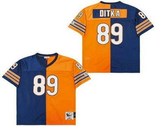 Men's Chicago Bears #89 Mike Ditka Navy Orange Split Throwback Jersey