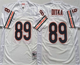 Men's Chicago Bears #89 Mike Ditka White Throwback Stitched Jersey