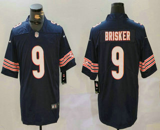 Men's Chicago Bears #9 Jaquan Brisker Navy Blue Vapor Limited Stitched Jersey