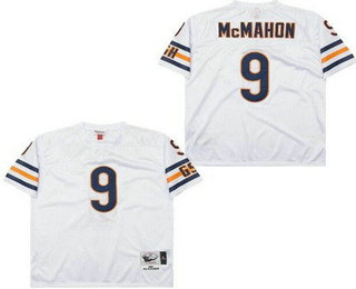 Men's Chicago Bears #9 Jim McMahon White 1985 Throwback Mesh Jersey