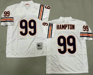 Men's Chicago Bears #99 Dan Hampton White Throwback Jersey