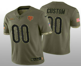 Men's Chicago Bears ACTIVE PLAYER Custom Olive 2022 Salute To Service Limited Stitched Jersey