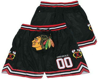 Men's Chicago Blackhawks #00 Clark Griswold Black Big Logo Just Don Shorts