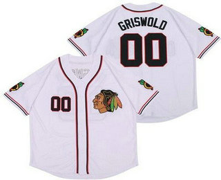 Men's Chicago Blackhawks #00 Clark Griswold White Baseball Jersey