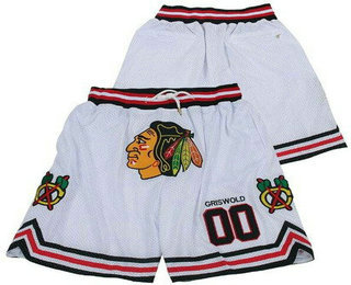 Men's Chicago Blackhawks #00 Clark Griswold White Big Logo Just Don Shorts