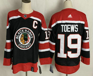 Men's Chicago Blackhawks #19 Jonathan Toews Black With C Patch 2021 Retro Stitched NHL Jersey